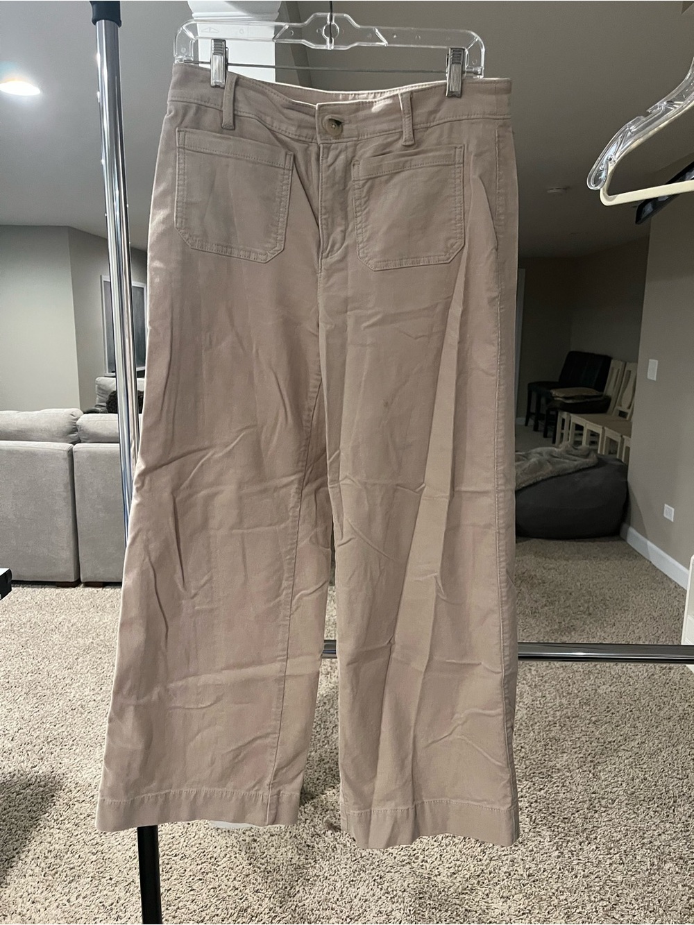 LOFT Wide-Leg Chino Pants in Light Taupe corduroy